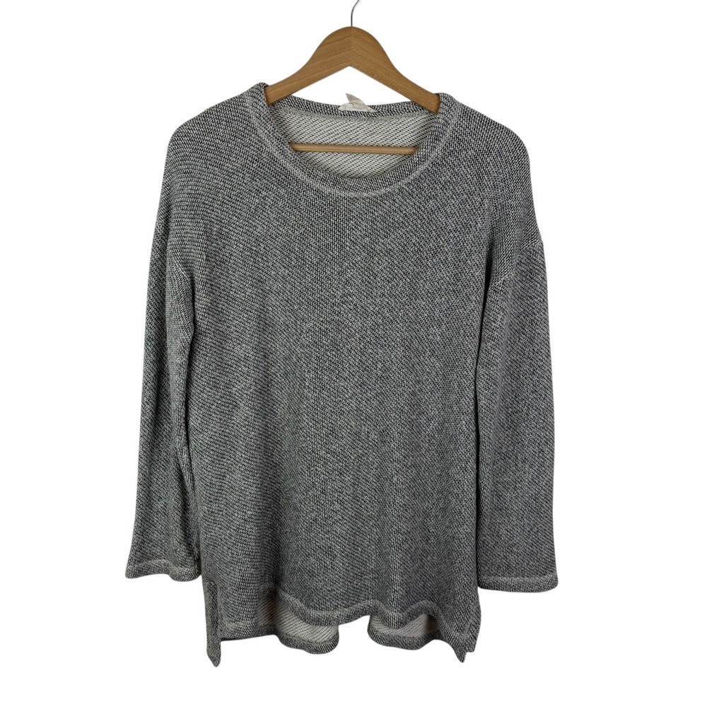 Eileen Fisher‎ Organic Cotton Marled Knit Sweater Small Grey Minimalist Capsule